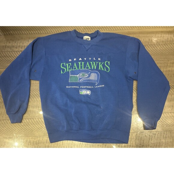 Vintage NFL Seattle Seahawks Sweatshirt blue embroidered Lee - Picture 1 of 9